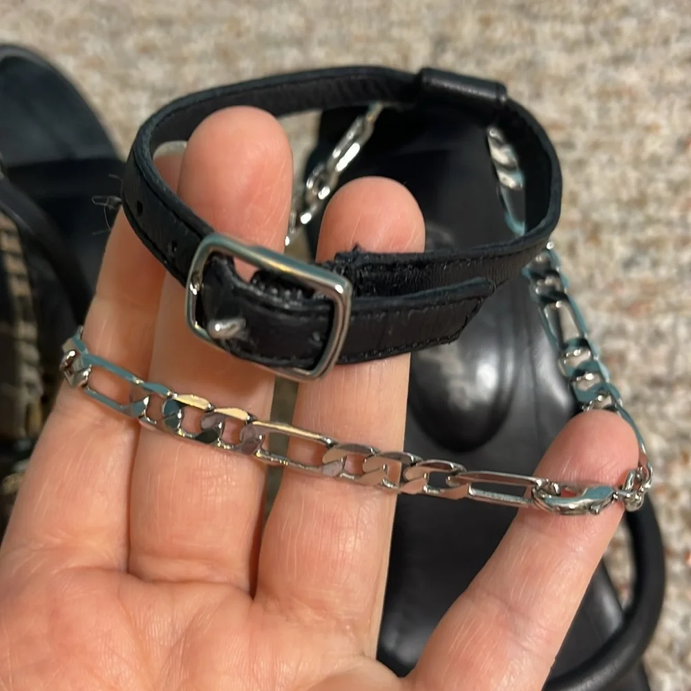 NEW Free People Parker Chain Heels in Black Size 8.5